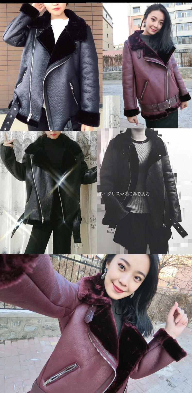 Ailegogo 2021 Winter Coats Women Thick Faux Leather Fur Sheepskin Coat Female Fur Leather Jacket Aviator Jacket Casaco Feminino