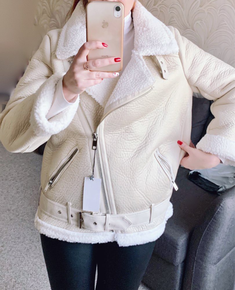 Ailegogo 2021 Winter Coats Women Thick Faux Leather Fur Sheepskin Coat Female Fur Leather Jacket Aviator Jacket Casaco Feminino