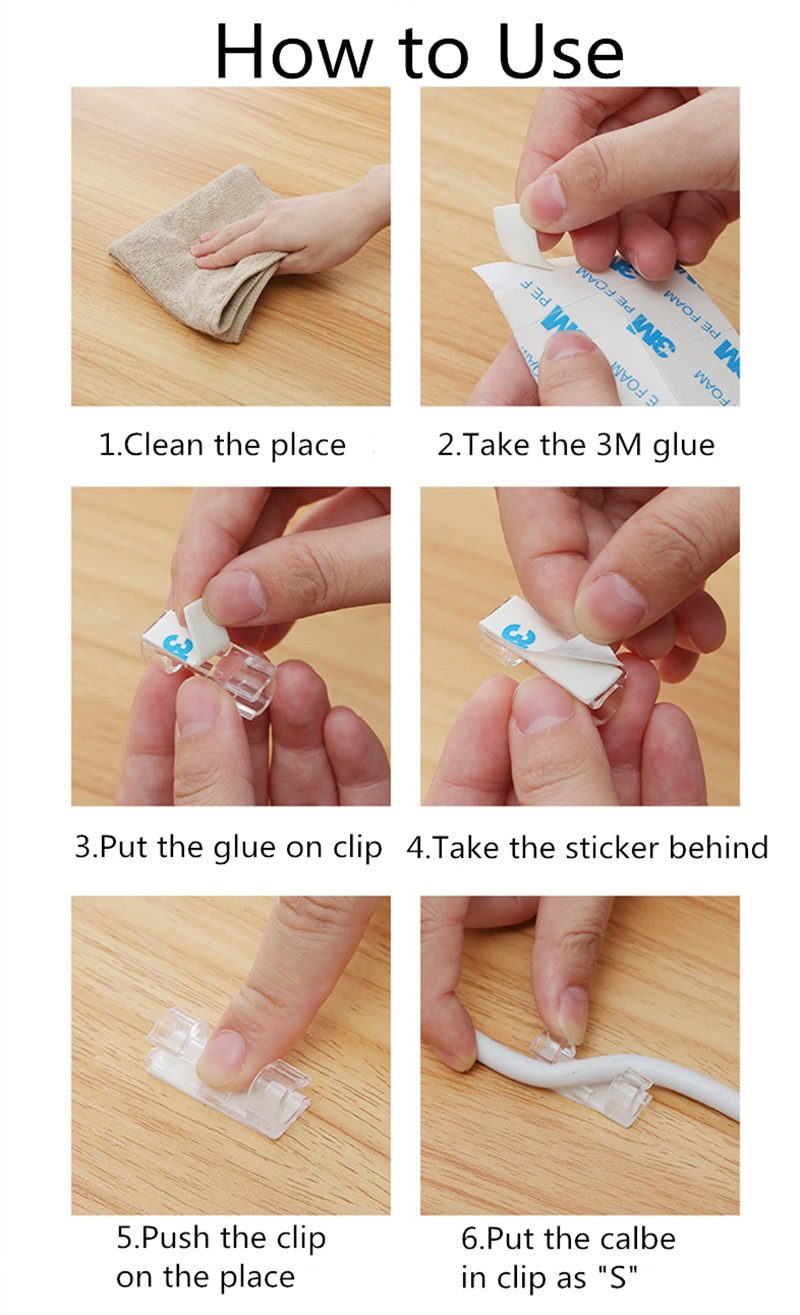 5/20PCS Cable Organizer Clips Cable Management Desktop & Workstation Wire Manager Cord Holder USB Charging Data Line Winder