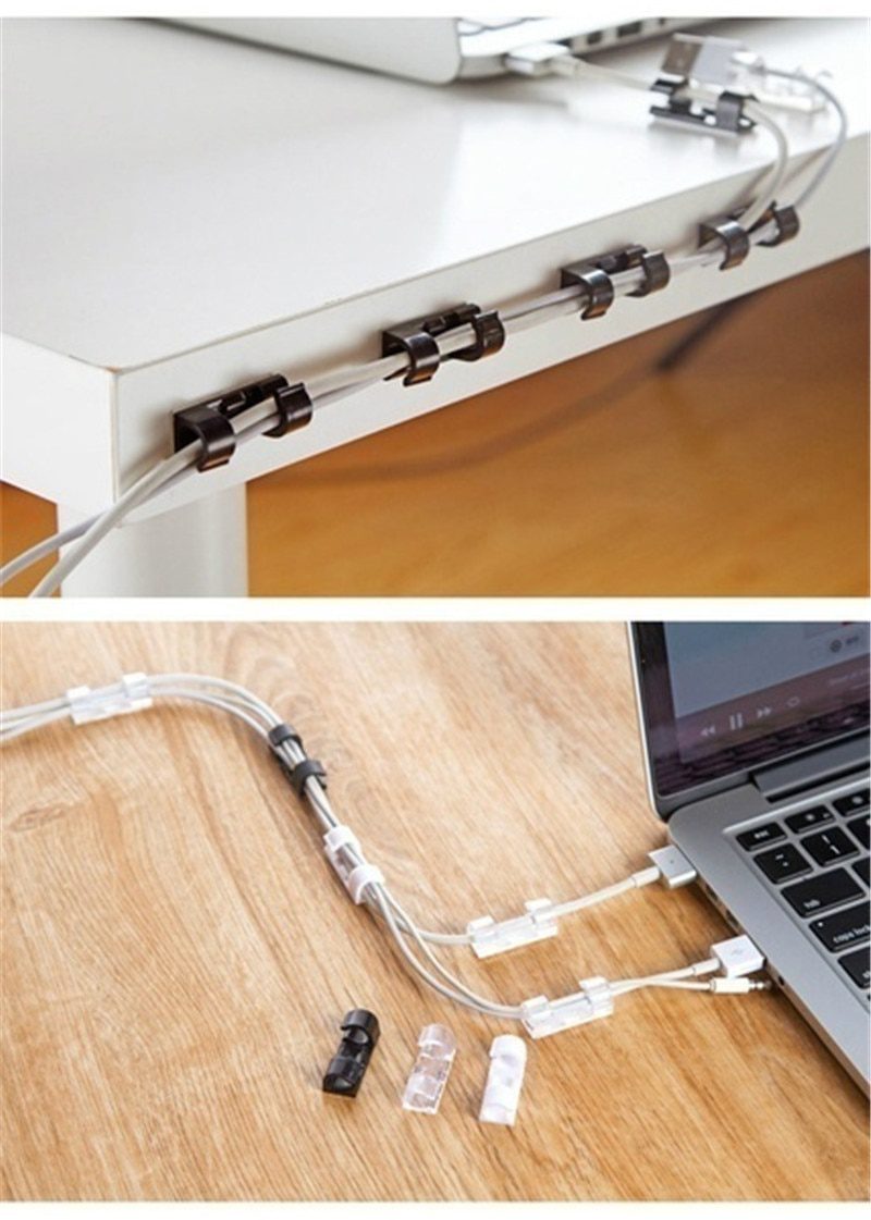 5/20PCS Cable Organizer Clips Cable Management Desktop & Workstation Wire Manager Cord Holder USB Charging Data Line Winder