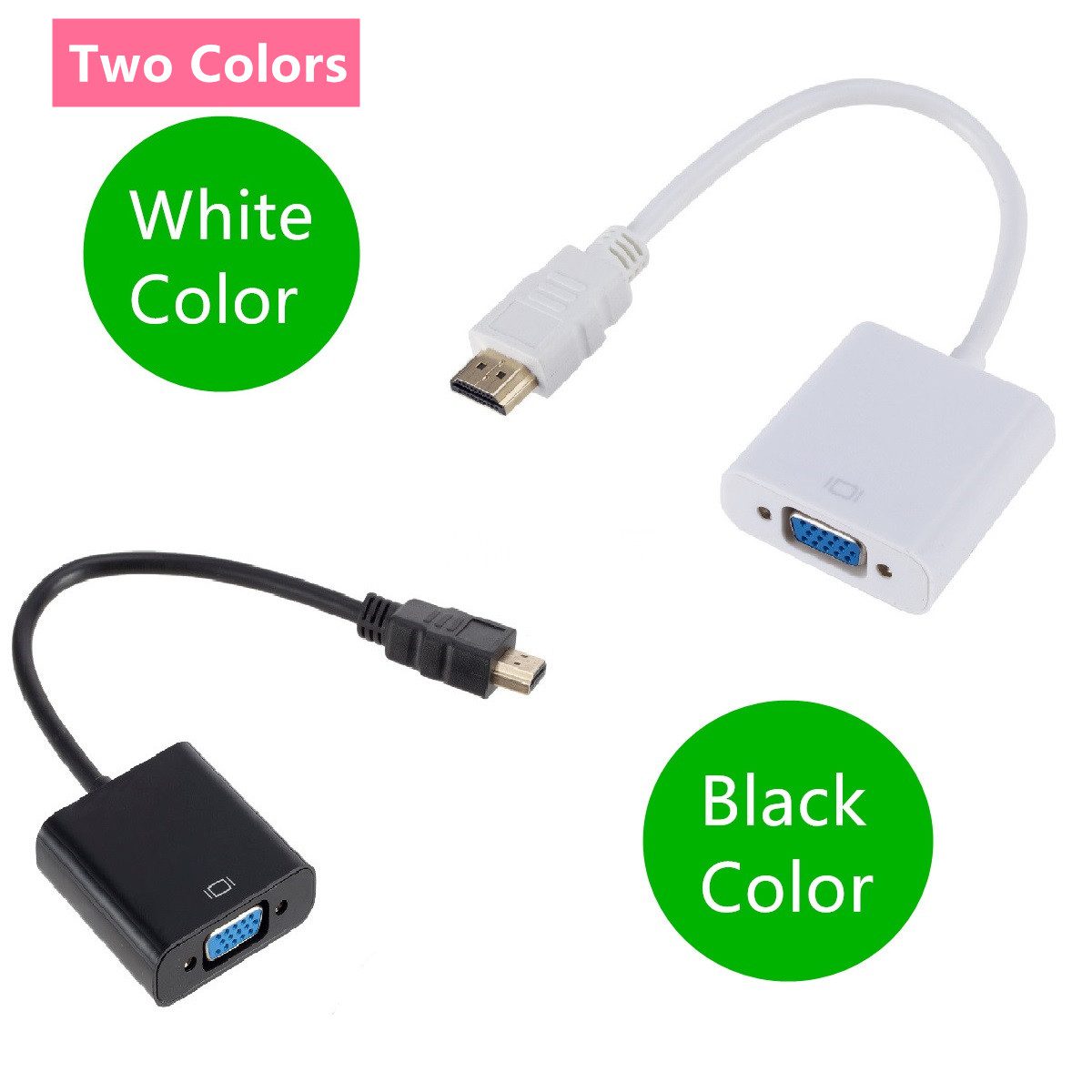 Grwibeou HD 1080P HDMI To VGA Cable Converter HDMI Male To VGA Famale Converter Adapter Digital Analog for Tablet laptop PC TV