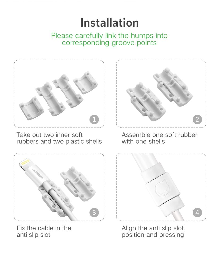Ugreen Cable Protector For iPhone Charger Protection Cable USB Cord Saver Bite USB Cable Chompers For iPhone Cable Protector