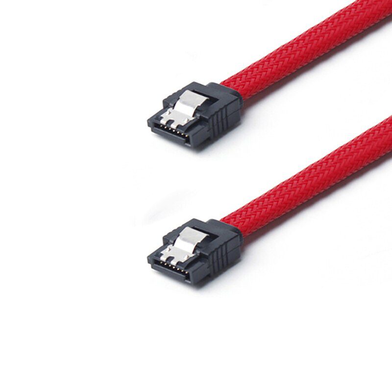 1pcs/3pcs 50cm Sata3 7pin Data Cables 6gb/s Ssd Cable Hdd Hard Disk Drive Cord Line With Nylon Braid White Red Color Sleeved