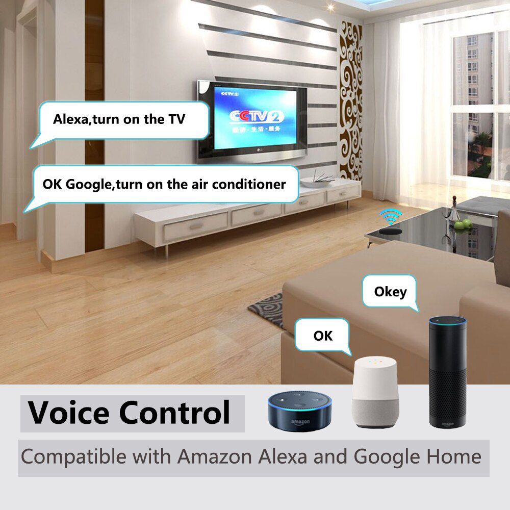 Smart Universal IR Remote WiFi Tuya for Smart Home Control for TV DVD AUD AC Air Conditioner Works with Alexa Google Home