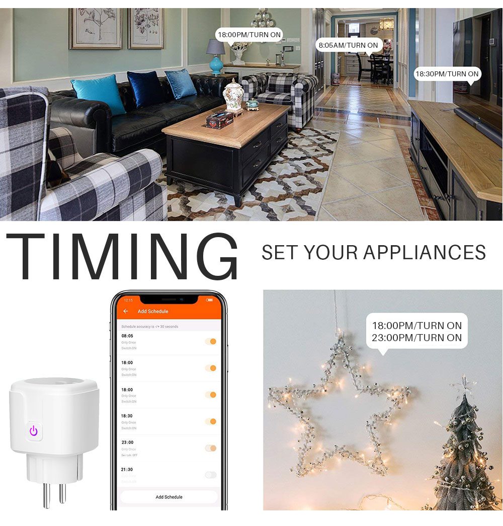 Smart Plug WiFi Socket EU 16A Power Monitor Timing Function Tuya SmartLife APP Control Works With Alexa Google Assistant