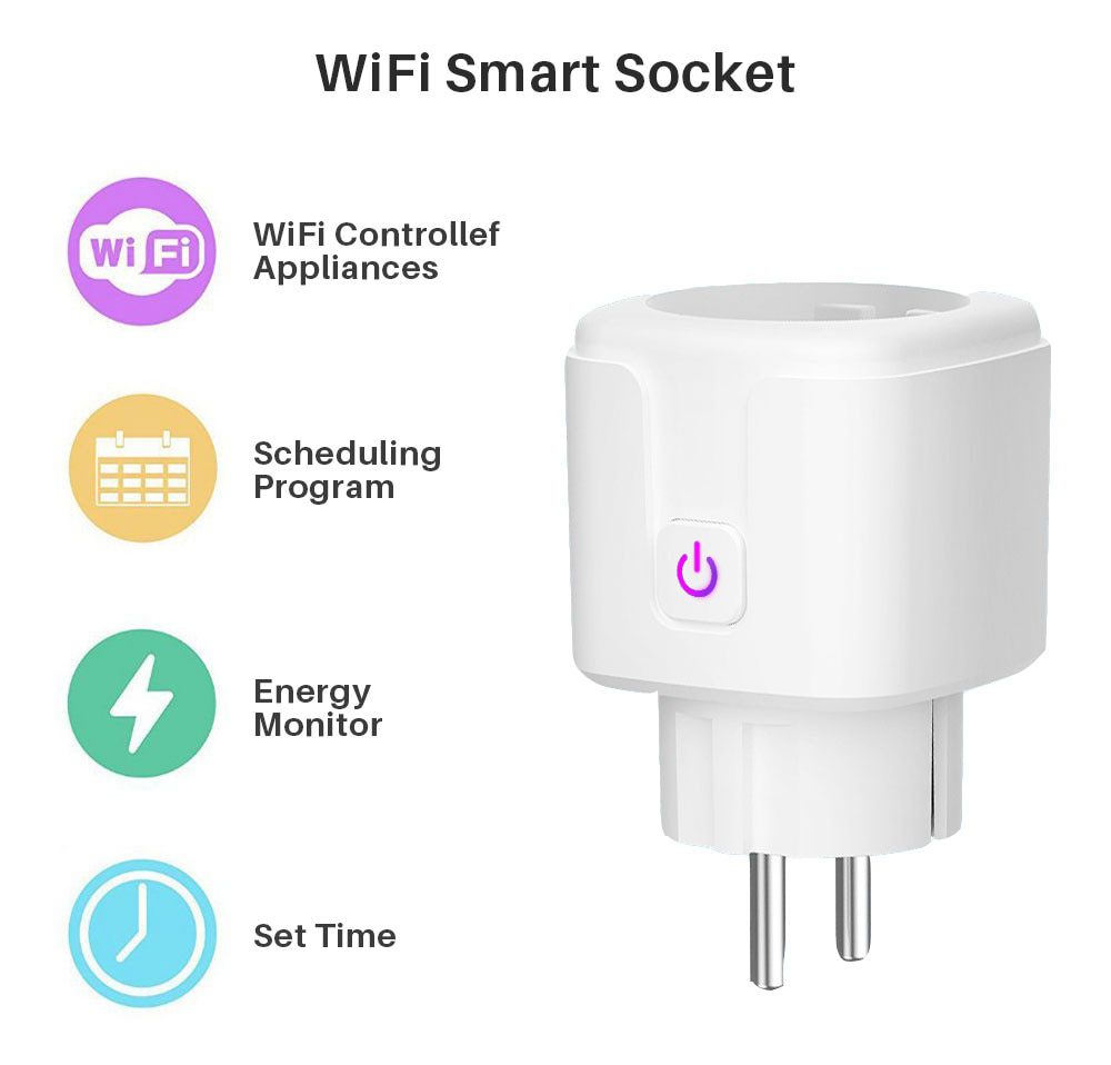 Smart Plug WiFi Socket EU 16A Power Monitor Timing Function Tuya SmartLife APP Control Works With Alexa Google Assistant