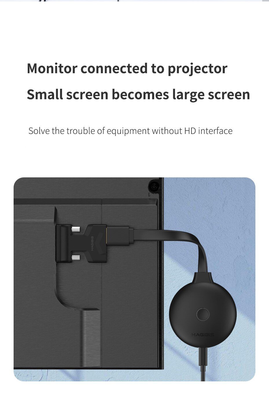 Hagibis HDMI-compatible to VGA Adapter with Audio Port Female Video Converter 3.5mm for PS4 Laptop PC TV Box Monitor Projector