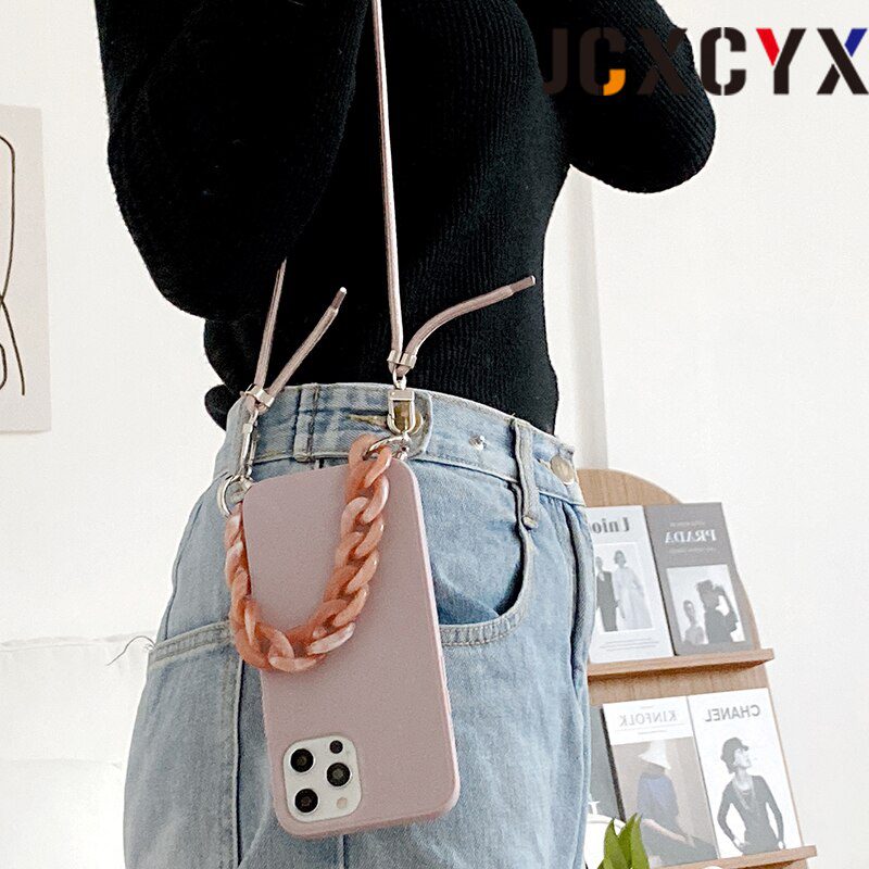 INS Crossbody Lanyard Necklace Marble chain silicone case for iphone 12 Pro Max 12 MiNi 11 Pro Max XR X XS Max 7 8 plus SE 2020