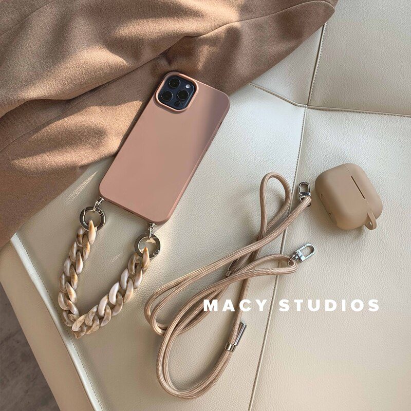 INS Crossbody Lanyard Necklace Marble chain silicone case for iphone 12 Pro Max 12 MiNi 11 Pro Max XR X XS Max 7 8 plus SE 2020