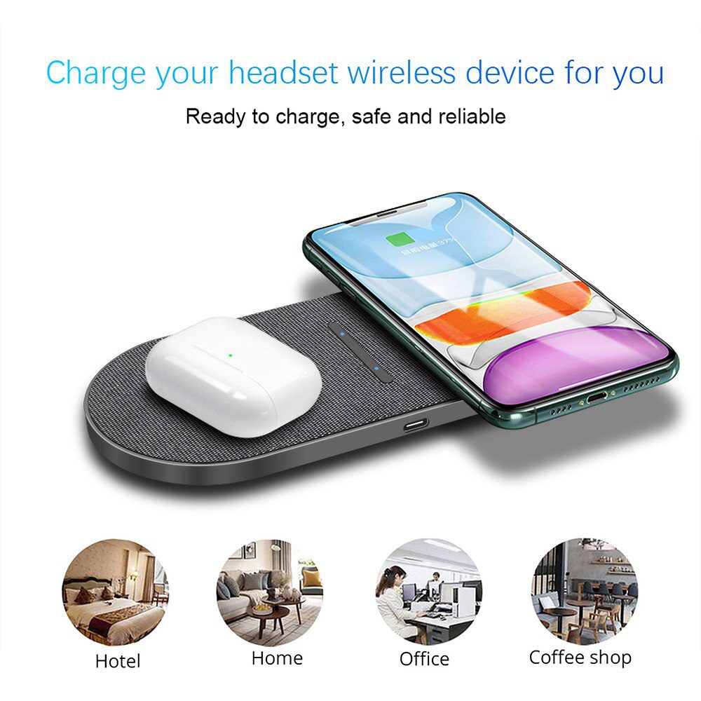 2 in 1 30W Dual Seat Qi Wireless Charger for Samsung S20 S10 Double Fast Charging Pad For iPhone 12 11 XS Max XR X 8 Airpods Pro