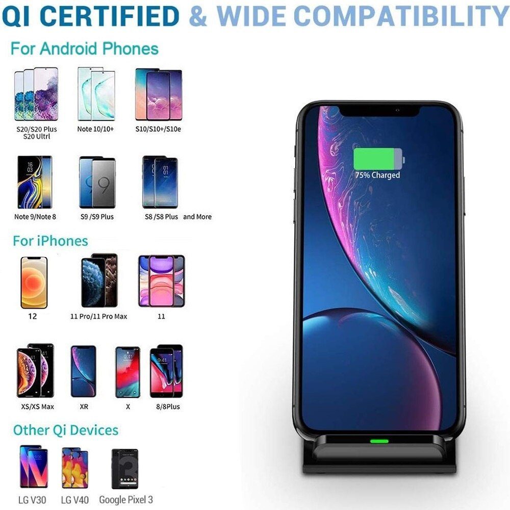 30W Qi Wireless Charger Stand For iPhone 12 11 XS XR X 8 Wireless Fast Charging Dock Station Phone Charger For Samsung S20 S10