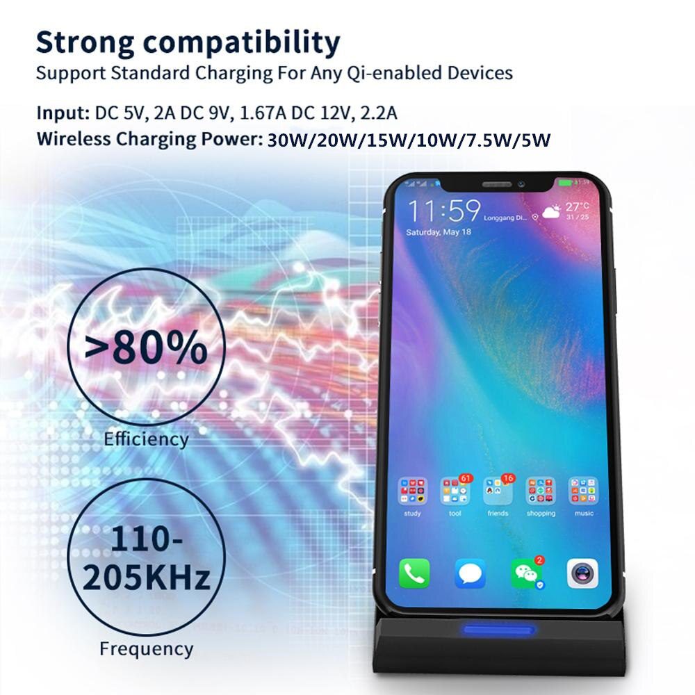 30W Qi Wireless Charger Stand For iPhone 12 11 Pro X XS Max XR 8 Samsung S20 S10 Note 20 Fast Charging Dock Station Phone Holder 30W Qi Wireless Charger Stand For iPhone 12 11 Pro X XS Max XR 8 Samsung S20 S10 Note 20 Fast Charging Dock Station Phone Holder