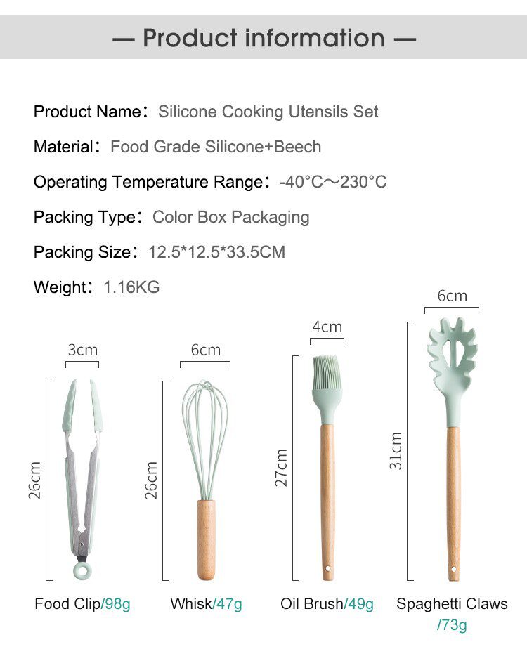 Silicone Kitchenware Cooking Utensils Set Non-stick Cookware Spatula Shovel Egg Beaters Wooden Handle Kitchen Cooking Tool Set Silicone Kitchenware Cooking Utensils Set Non-stick Cookware Spatula Shovel Egg Beaters Wooden Handle Kitchen Cooking Tool Set