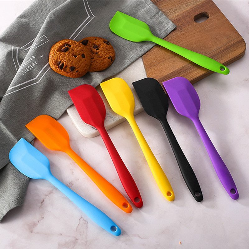 2pcs Kitchen Silicone Cream Butter Cake Spatula Mixing Batter Scraper Brush Butter Mixer Cake Brushes Baking Tool Kitchenware