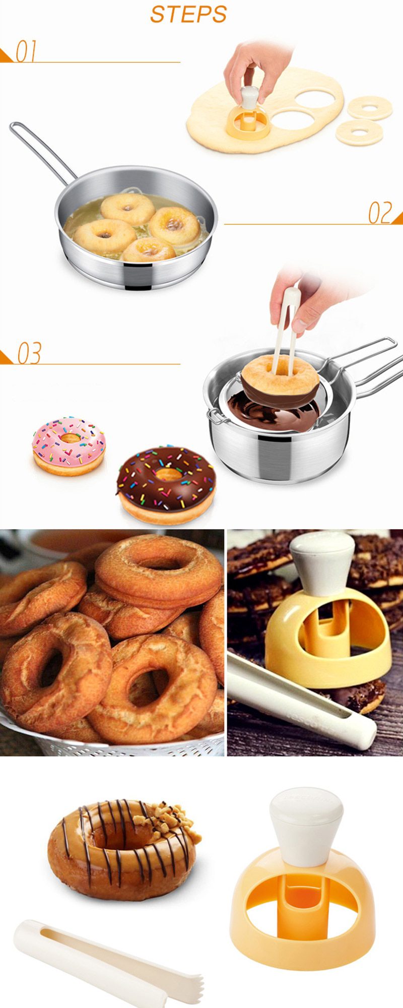 Creative DIY Donut Mold Cake Decorating Tools Plastic Desserts Bread Cutter Maker Baking Supplies Kitchen Tools