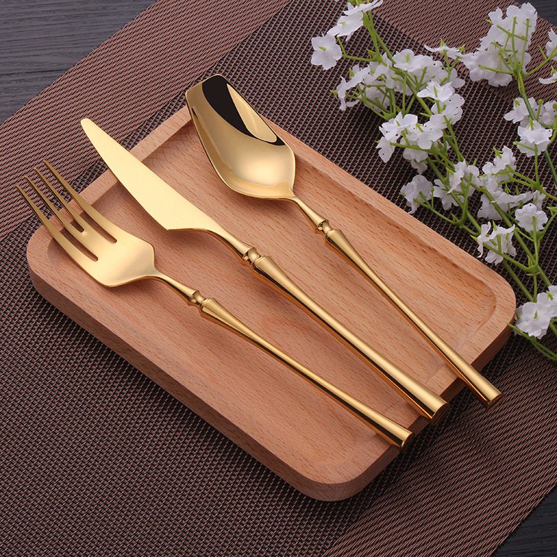 Cutlery Set Mirror Gold Cutlery Set Stainless Steel Dinnerwar Steel Gold Forks Spoons Knives Steel Cutlery Set Silverware Set