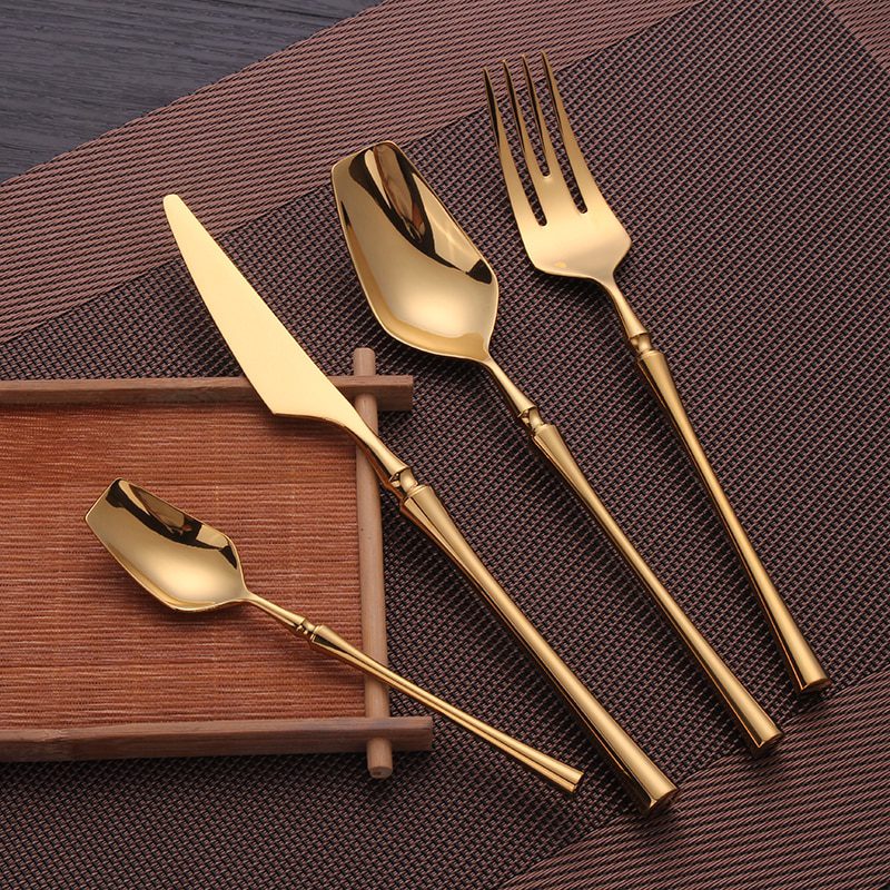 Cutlery Set Mirror Gold Cutlery Set Stainless Steel Dinnerwar Steel Gold Forks Spoons Knives Steel Cutlery Set Silverware Set