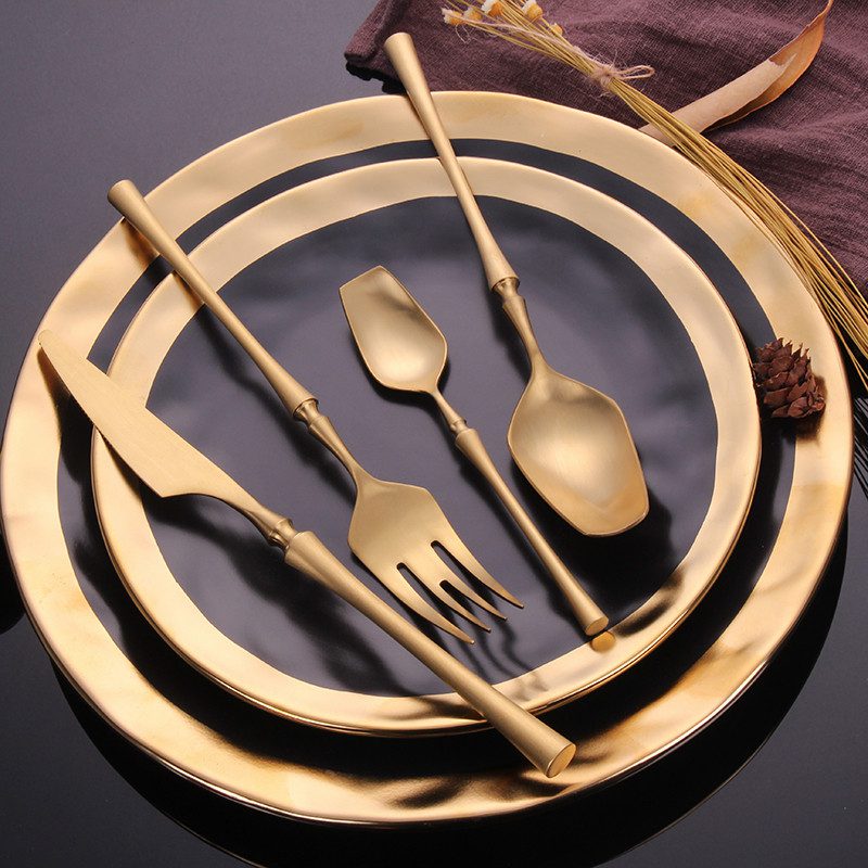 Cutlery Set Mirror Gold Cutlery Set Stainless Steel Dinnerwar Steel Gold Forks Spoons Knives Steel Cutlery Set Silverware Set