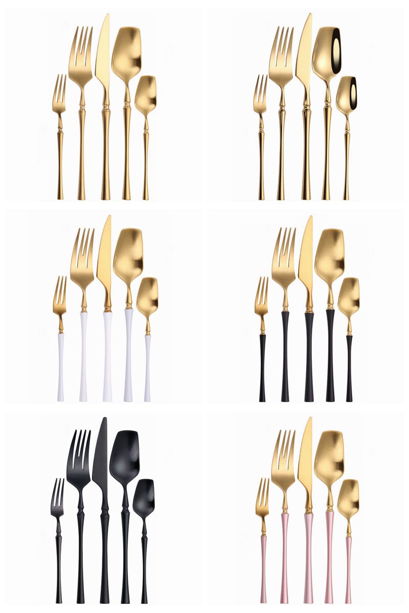 Cutlery Set Mirror Gold Cutlery Set Stainless Steel Dinnerwar Steel Gold Forks Spoons Knives Steel Cutlery Set Silverware Set