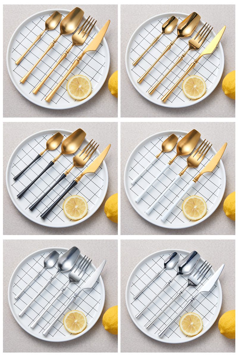 Cutlery Set Mirror Gold Cutlery Set Stainless Steel Dinnerwar Steel Gold Forks Spoons Knives Steel Cutlery Set Silverware Set