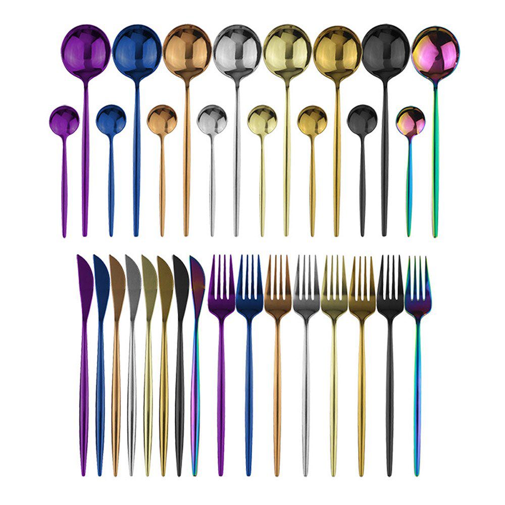 24pcs Black Western Dinnerware Set Stainless Steel Cutlery Set Fork Knife Spoon Tableware Set Flatware Set Silverware Set 24pcs Black Western Dinnerware Set Stainless Steel Cutlery Set Fork Knife Spoon Tableware Set Flatware Set Silverware Set