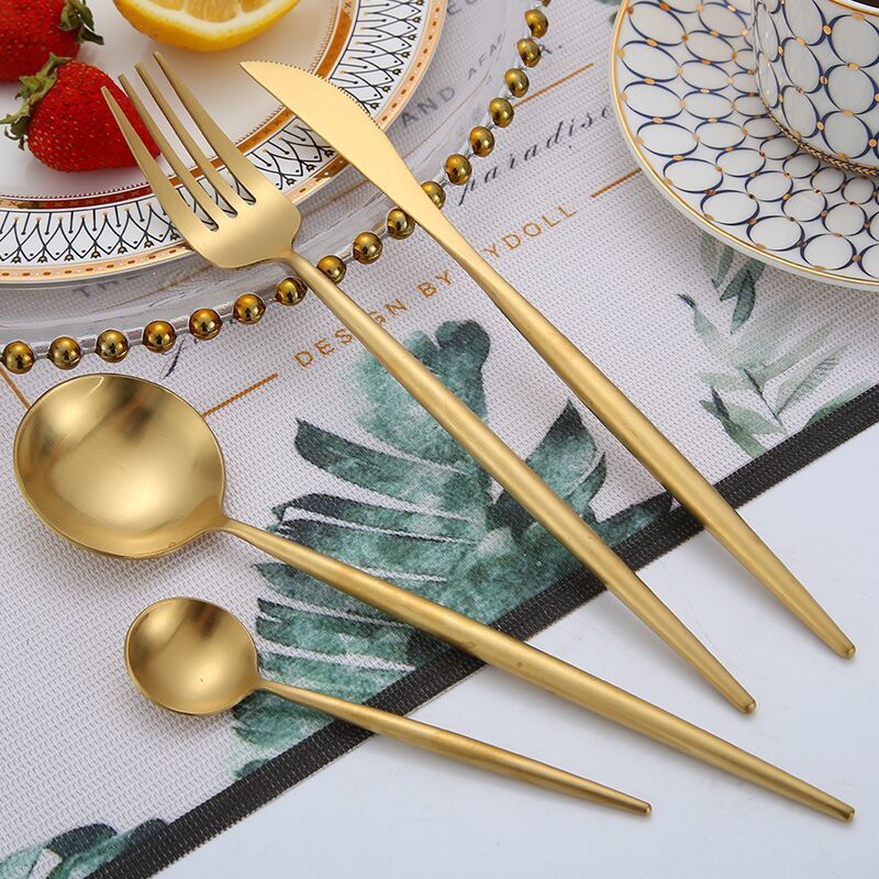 Gold Cutlery Set Forks Knives Spoons 18/10 Stainless Steel Dinner Dinnerware Set Fork Spoon Knife Chopsticks Set Dropshipping