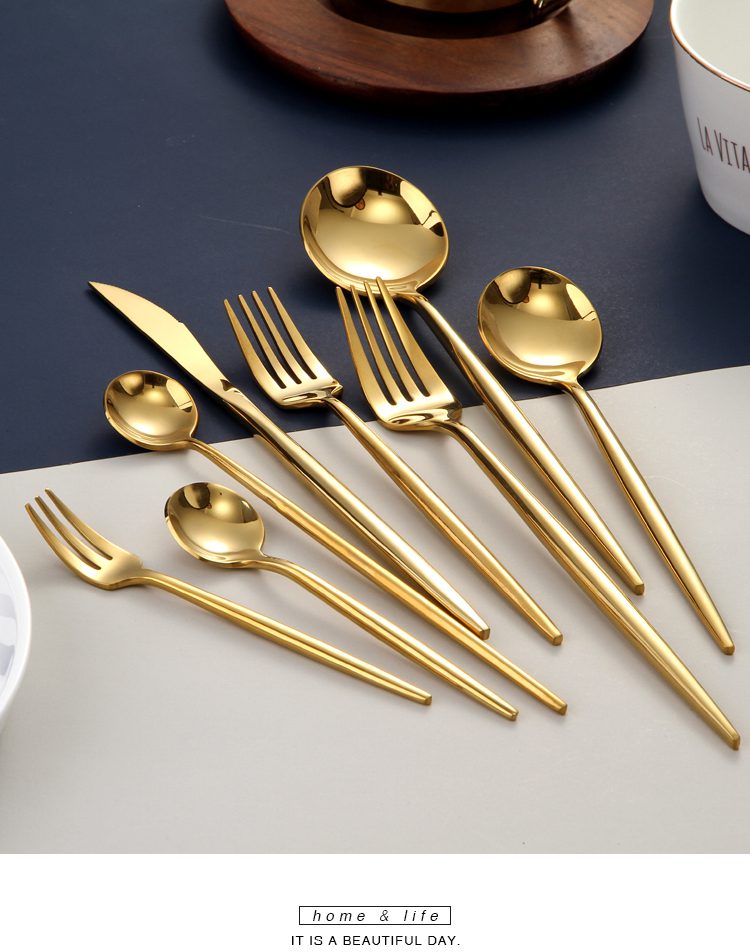 Gold Cutlery Set Forks Spoons Knives Tableware Steel Cutlery Set Stainless Steel Dinnerware Set Chopstick Spoon Knife Fork Gold Cutlery Set Forks Spoons Knives Tableware Steel Cutlery Set Stainless Steel Dinnerware Set Chopstick Spoon Knife Fork
