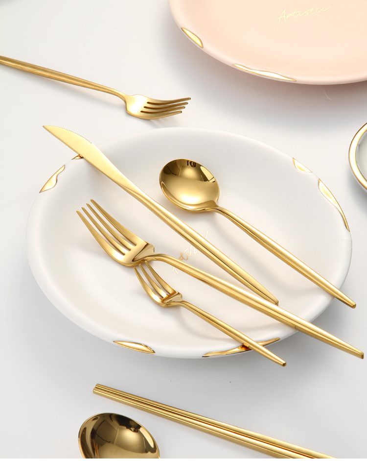 Gold Cutlery Set Forks Spoons Knives Tableware Steel Cutlery Set Stainless Steel Dinnerware Set Chopstick Spoon Knife Fork Gold Cutlery Set Forks Spoons Knives Tableware Steel Cutlery Set Stainless Steel Dinnerware Set Chopstick Spoon Knife Fork