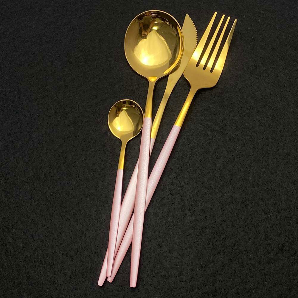 24Pcs New Green Gold Cutlery Set Mirror Dinnenrware Set Stainless Steel Flatware Dinner Knife Fork Spoon Teaspoon For Home