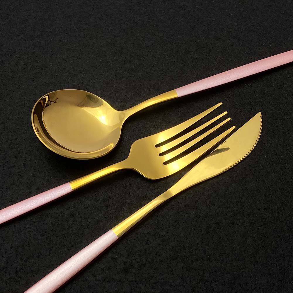 24Pcs New Green Gold Cutlery Set Mirror Dinnenrware Set Stainless Steel Flatware Dinner Knife Fork Spoon Teaspoon For Home