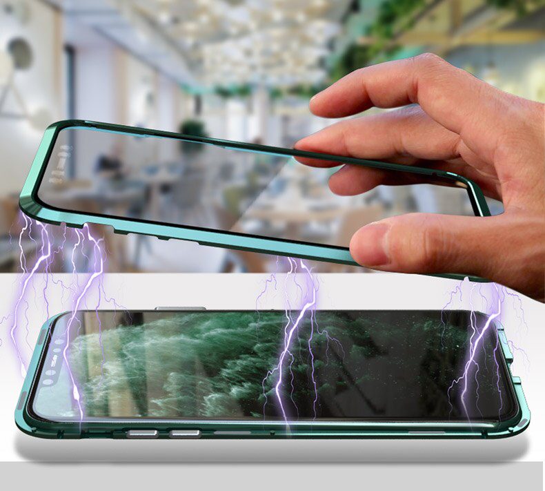 Metal Magnetic For iPhone 12 Pro 13 11 Xr Xs Max Mini 8 7 Plus SE Phone Case Double-Sided Glass Cover Coque Fundas Clear Bumper