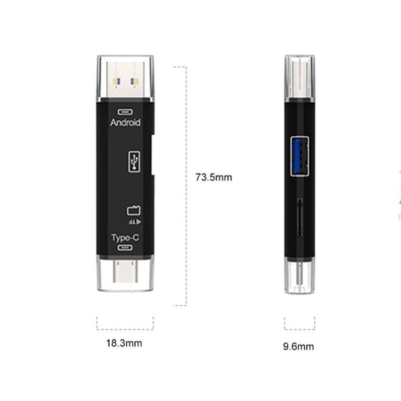 5 in 1 Multifunction Usb 2.0 Type C/Usb /Micro Usb/Tf/SD Memory Card Reader OTG Card Reader Adapter Mobile Phone Accessories