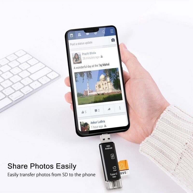 5 in 1 Multifunction Usb 2.0 Type C/Usb /Micro Usb/Tf/SD Memory Card Reader OTG Card Reader Adapter Mobile Phone Accessories