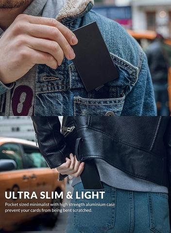 Pop Up Id RFID Card Male Wallet Mini Package Aluminum Metal Protective Gear Storage Bag Smart Quick Release Women Wallet