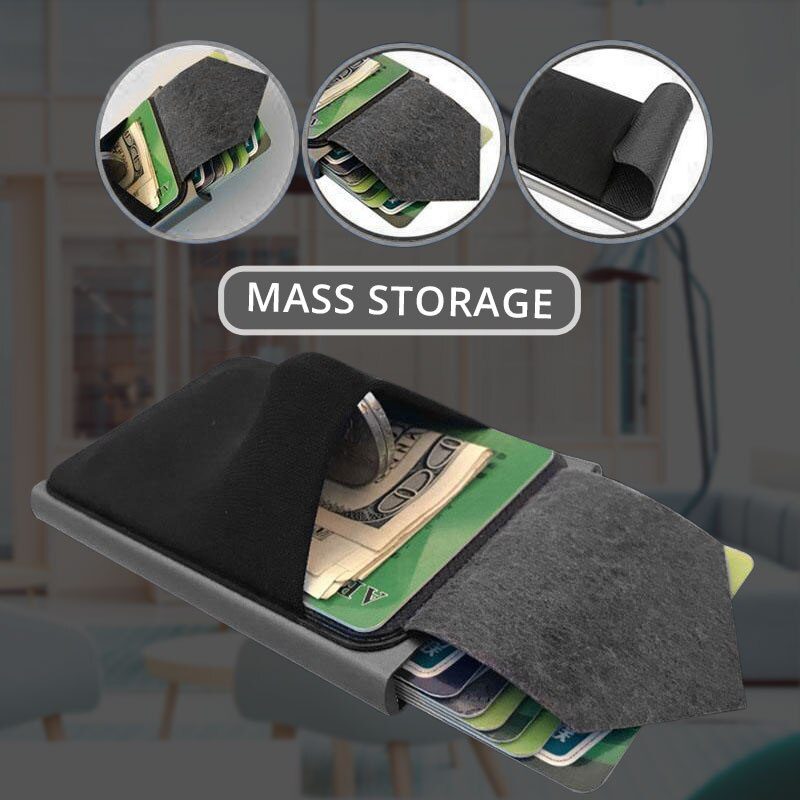 Pop Up Id RFID Card Male Wallet Mini Package Aluminum Metal Protective Gear Storage Bag Smart Quick Release Women Wallet
