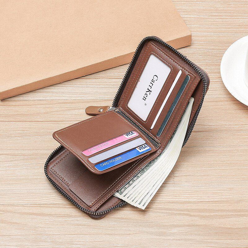 Vintage Small Men's Wallet Pu Leather Short Purse Men Hasp Zipper Clutch Solid Porte Feuille Hommes Porte Monnaie Homme
