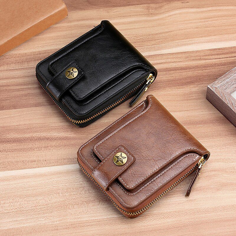 Vintage Small Men's Wallet Pu Leather Short Purse Men Hasp Zipper Clutch Solid Porte Feuille Hommes Porte Monnaie Homme