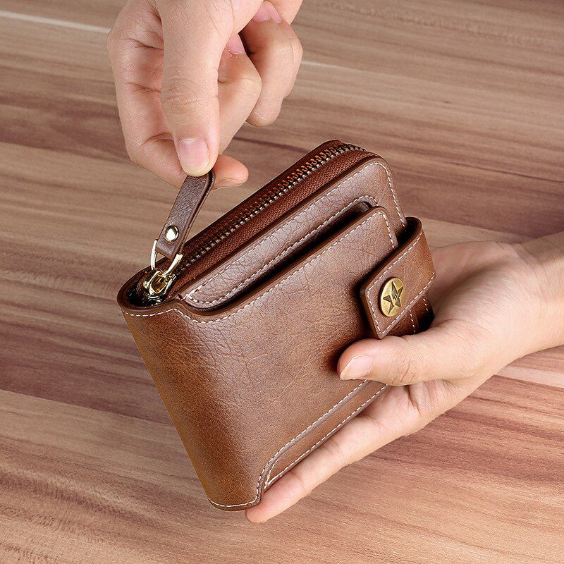 Vintage Small Men's Wallet Pu Leather Short Purse Men Hasp Zipper Clutch Solid Porte Feuille Hommes Porte Monnaie Homme