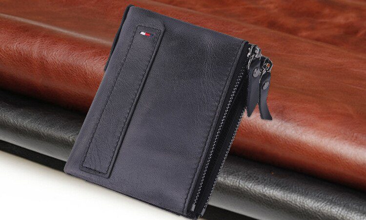 2022 Men Wallets 100% Genuine Cow Leather Name Customized Short Card Holder Leather Men Purse High Quality Brand Male Wallet
