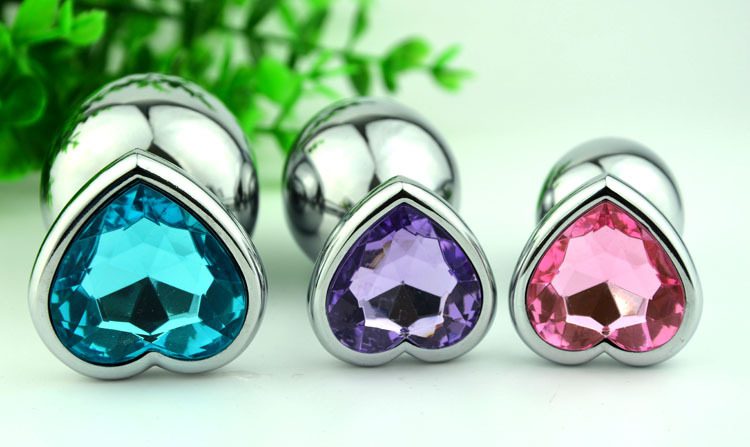 3 Size Anal Plug Heart Stainless Steel Crystal Anal Plug Removable Butt Plug Stimulator Anal Sex Toys Prostate Massager Dildo