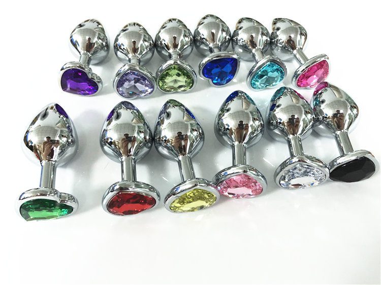 3 Size Anal Plug Heart Stainless Steel Crystal Anal Plug Removable Butt Plug Stimulator Anal Sex Toys Prostate Massager Dildo