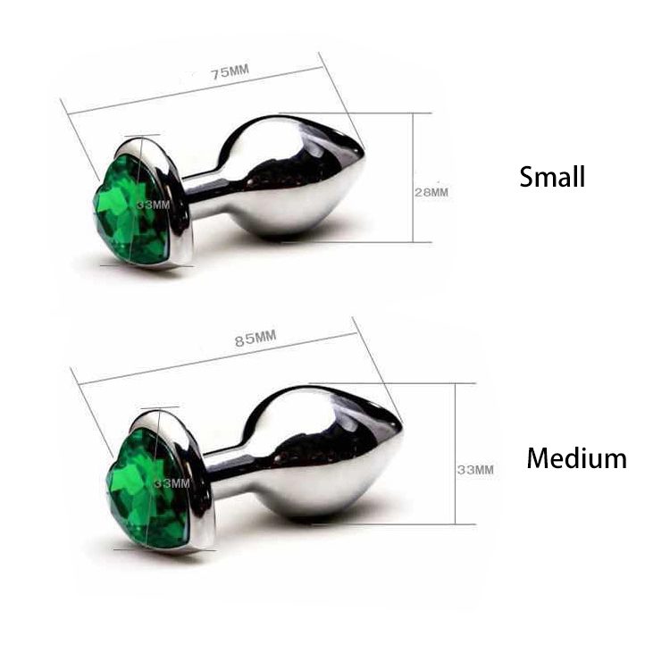 3 Size Anal Plug Heart Stainless Steel Crystal Anal Plug Removable Butt Plug Stimulator Anal Sex Toys Prostate Massager Dildo