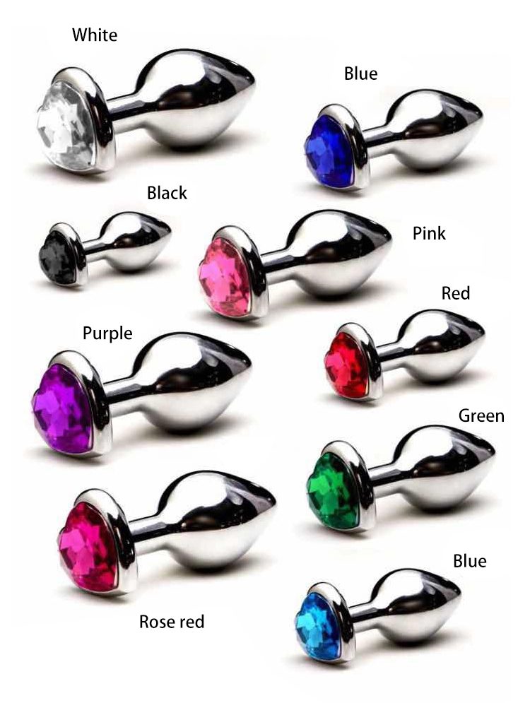 3 Size Anal Plug Heart Stainless Steel Crystal Anal Plug Removable Butt Plug Stimulator Anal Sex Toys Prostate Massager Dildo
