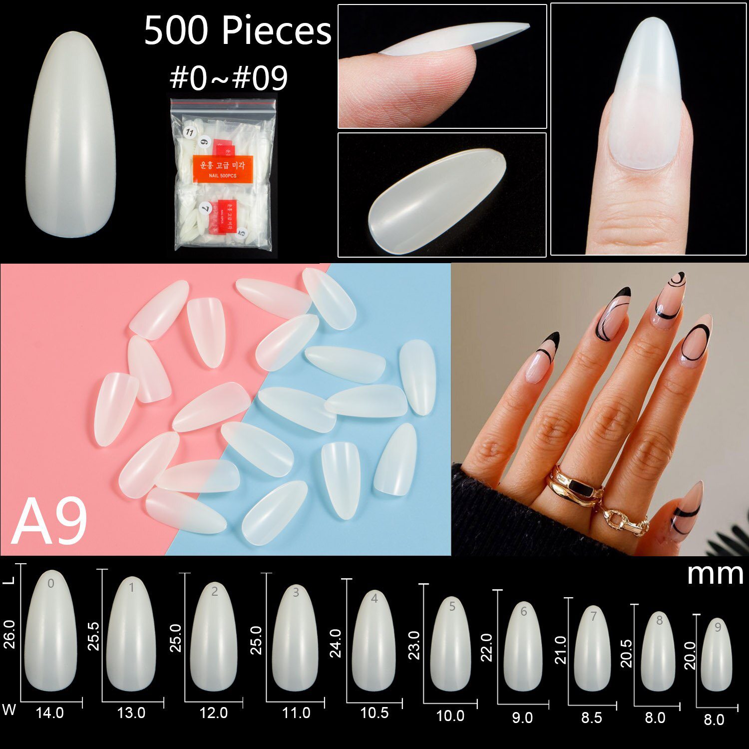 500 Pieces Of Ballerina Stiletto Coffin Rounded Square False Nail Tips Manicure Fake Nail Tips Long False Nails Short Nail Tips