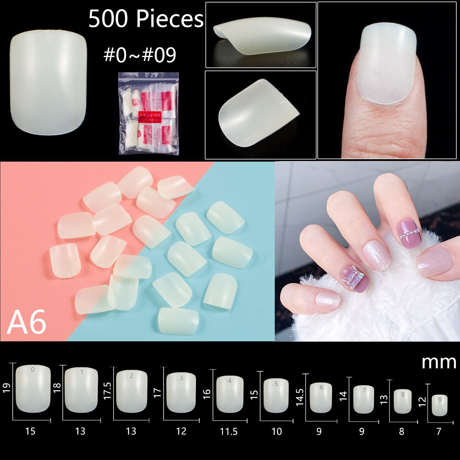 500 Pieces Of Ballerina Stiletto Coffin Rounded Square False Nail Tips Manicure Fake Nail Tips Long False Nails Short Nail Tips