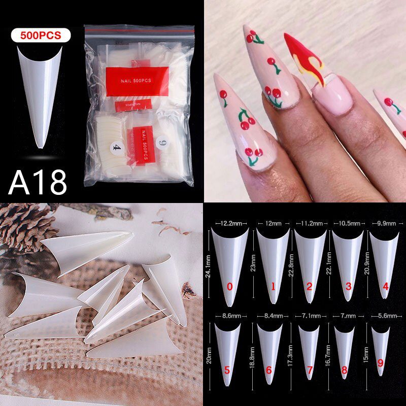 500 Pieces Of Ballerina Stiletto Coffin Rounded Square False Nail Tips Manicure Fake Nail Tips Long False Nails Short Nail Tips