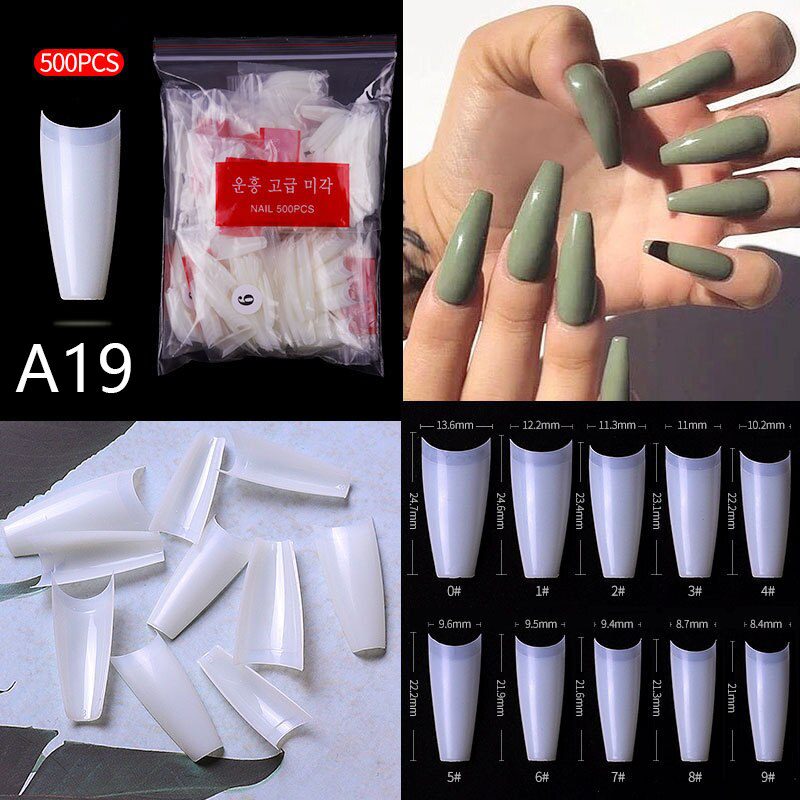 500 Pieces Of Ballerina Stiletto Coffin Rounded Square False Nail Tips Manicure Fake Nail Tips Long False Nails Short Nail Tips