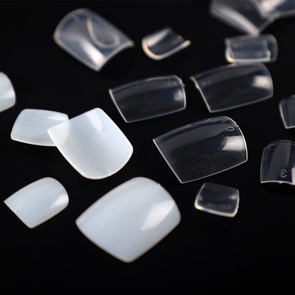 100pcs Square False Toe Nails Full Cover Natural White Clear Artificial Fake Toenail Acrylic Foot Nail Art Tips Manicure Tools