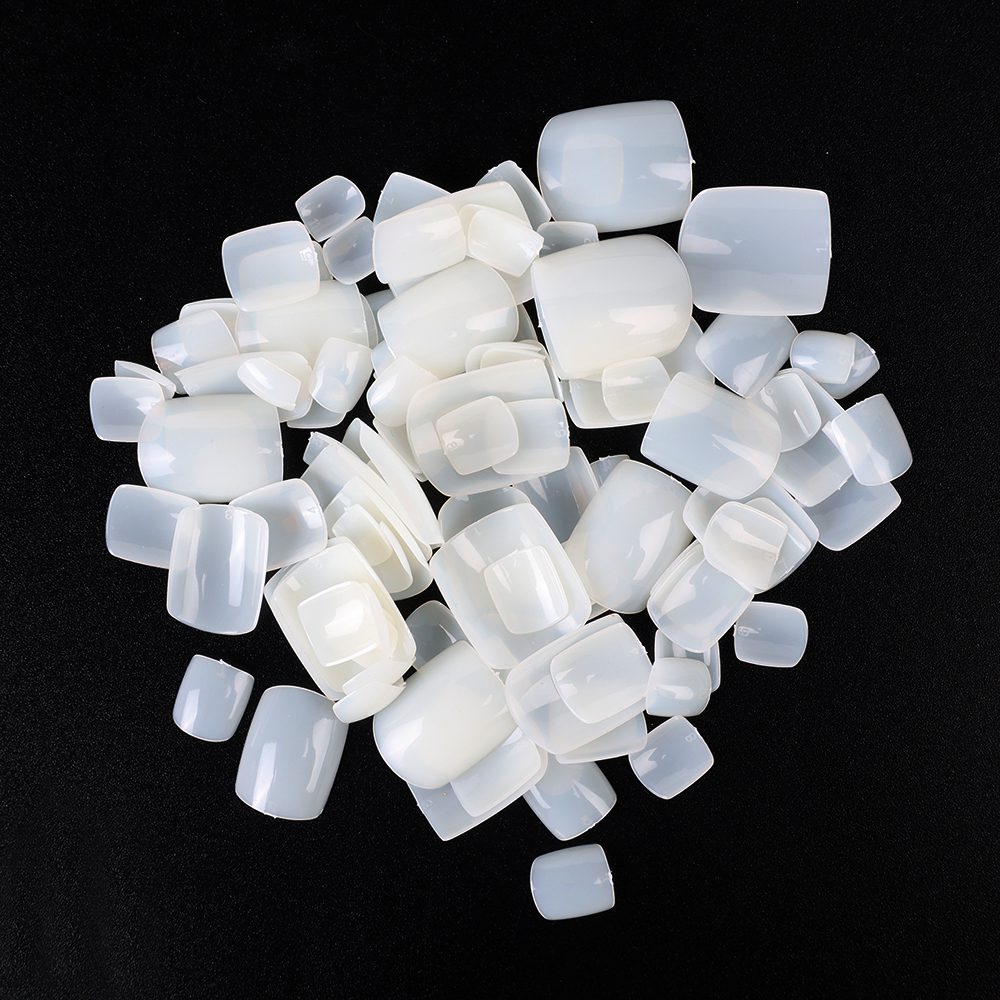 100pcs Square False Toe Nails Full Cover Natural White Clear Artificial Fake Toenail Acrylic Foot Nail Art Tips Manicure Tools