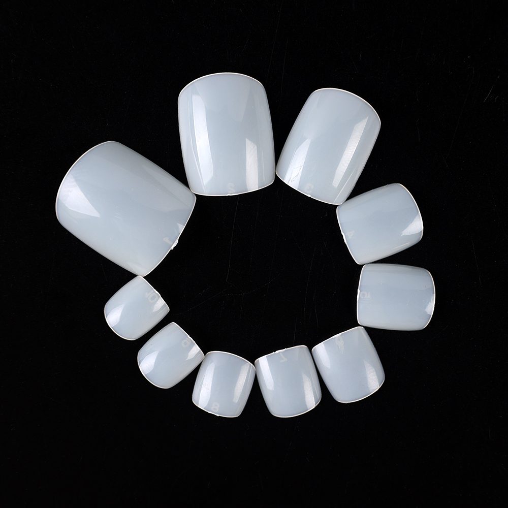100pcs Square False Toe Nails Full Cover Natural White Clear Artificial Fake Toenail Acrylic Foot Nail Art Tips Manicure Tools